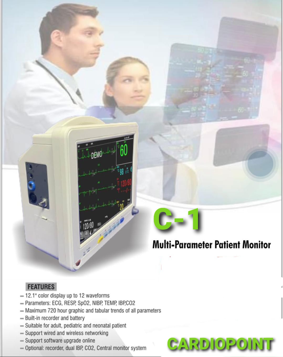 Cardiopoint C1 compact bedside patient monitor